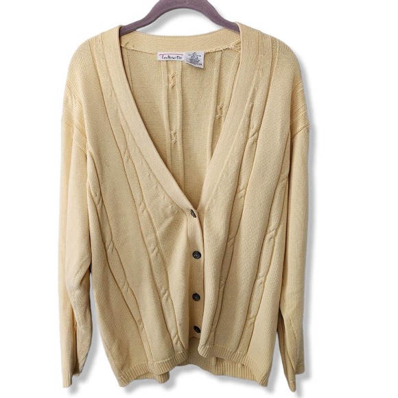 Talbot's Sweaters - Vintage Talbot's Chunky Cable Knit Cotton Grandpa Cardigan Sweater Button M L